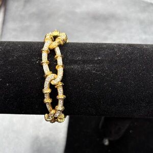 Kenneth Jay Lane Gold and Silver Bamboo Bracelet